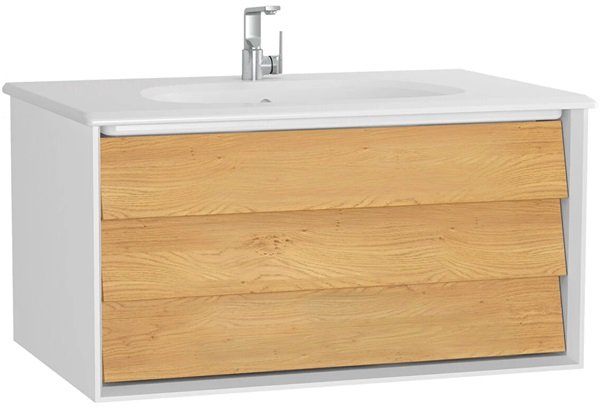 Vitra Frame Lavabo Dolabı,80cm,Beyaz Etajerli Lavabolu,Mat Soft Beyaz.